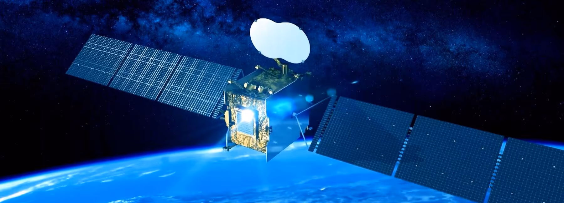 Satellit im Weltall über der Erdkugel
