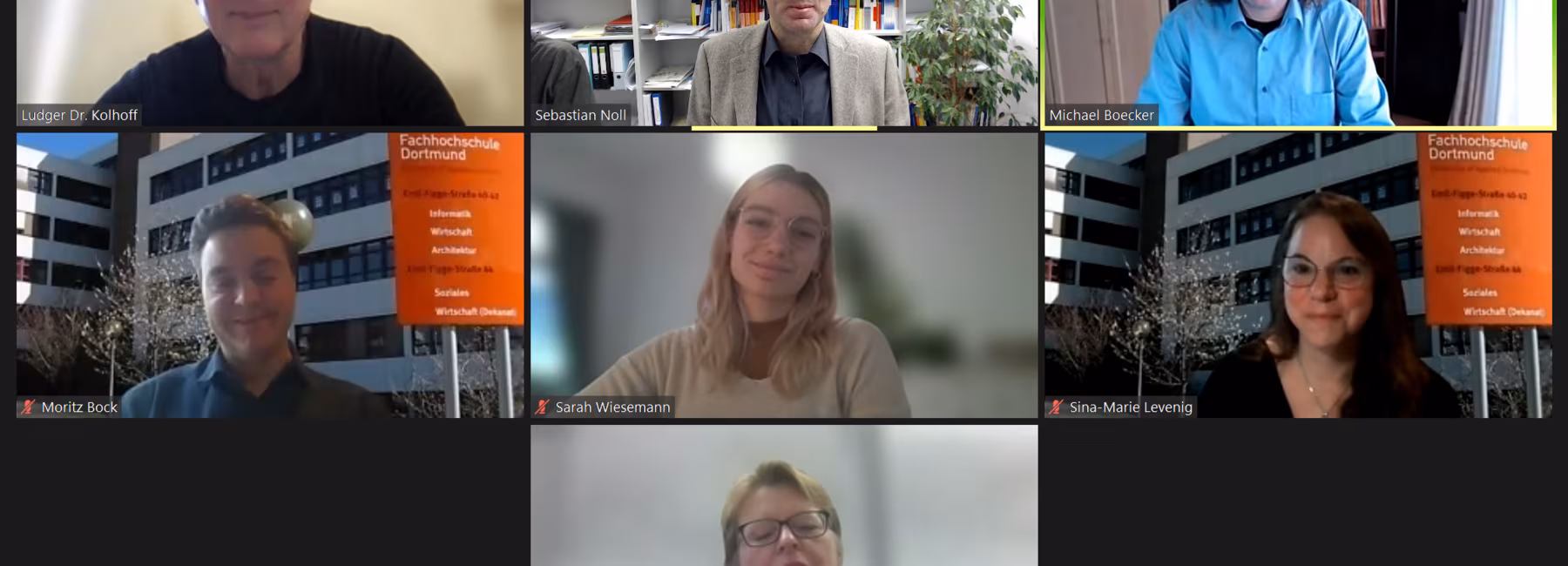 Gallery view showing seven people
