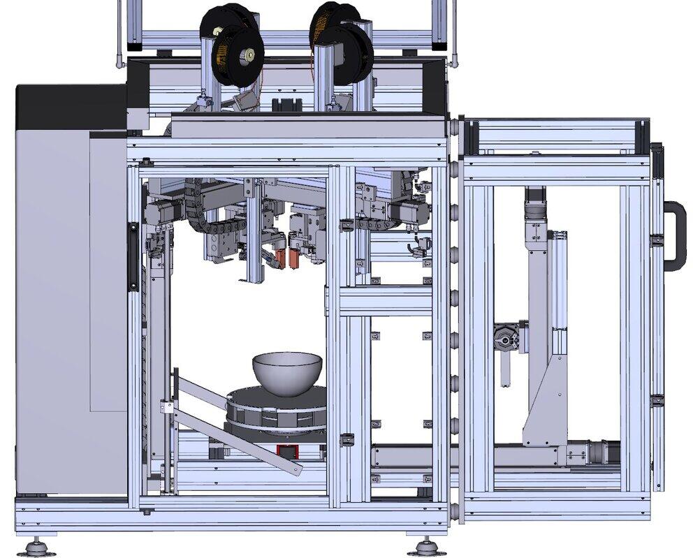 Konstruktionsmodell des 3D-Druckers mit rotierender Druckplattform