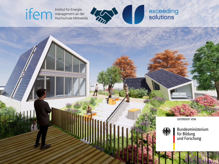 Schematische Darstellung zweier Gebäude