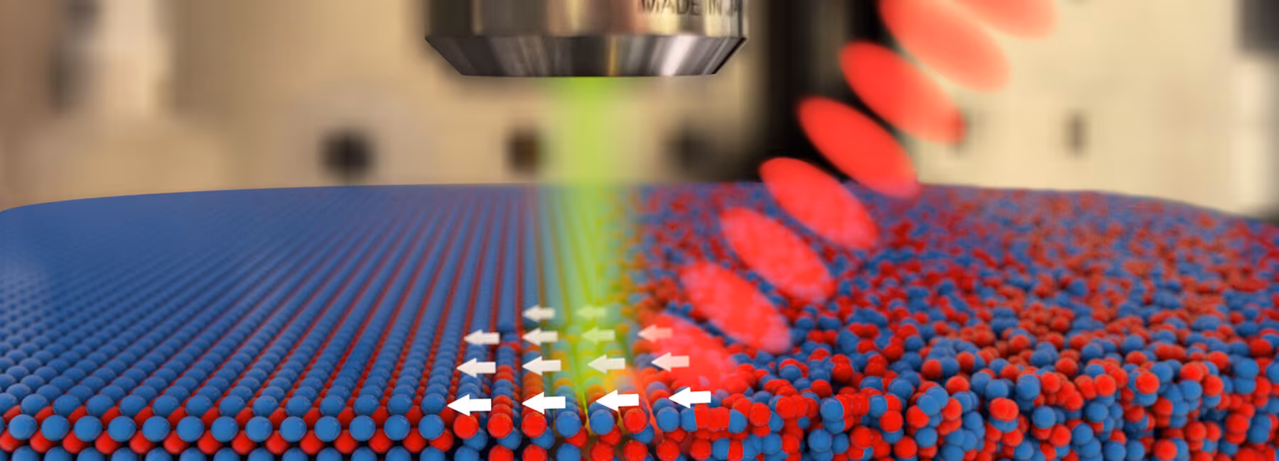 A laser pulse strikes a surface